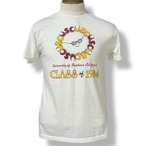 Vintage 80s Hanes Fifty Fifty T Shirt USC Trojans Class of 1984 Sz LARGE